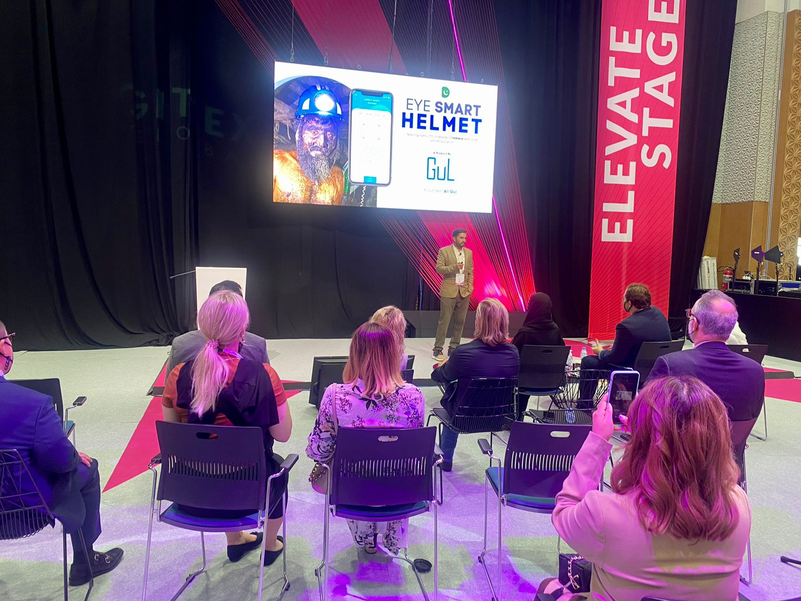 Ali Gul presenting Eye Smart Helmet